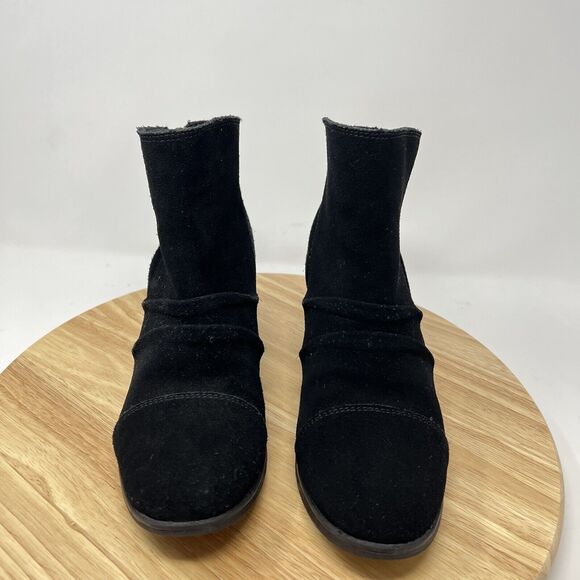 Skechers Taxi Ankle Boots Women's 8.5 Black Suede Comfort Heel Booties Cap Toe - Picture 2 of 10